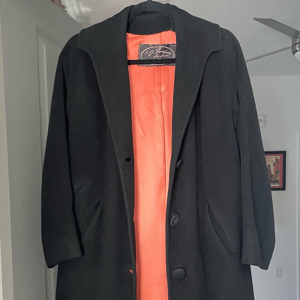 I.J Fox Black Women's Coat with Orange Lining